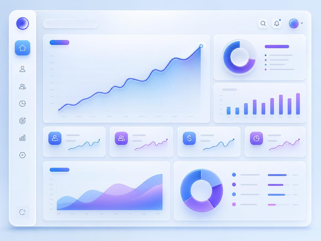 AI growth dashboard showing lead charts and revenue widgets